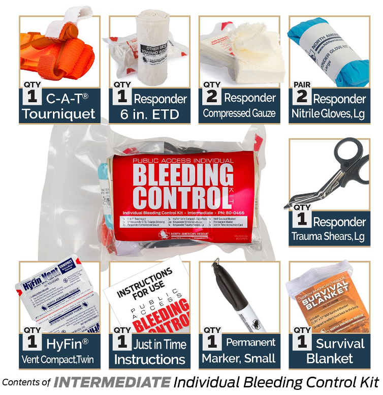 The contents of the Outer Limit Supply Bleeding Control Kit. 