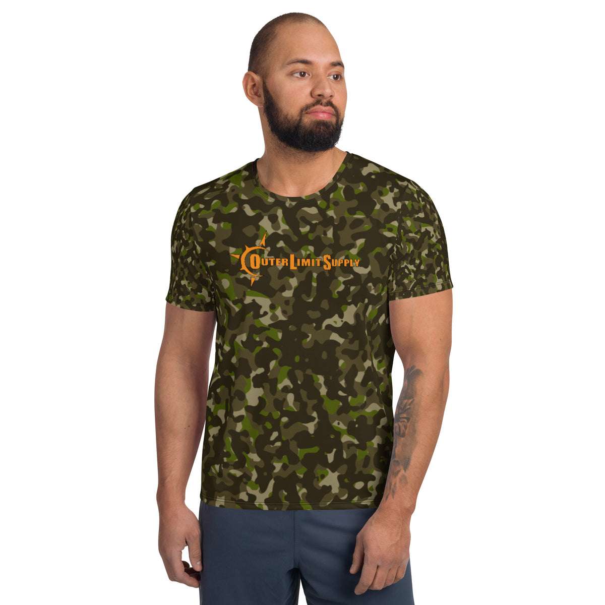 Outer Limit Supply Men's Camo Athletic T-shirt - Orange Traditional