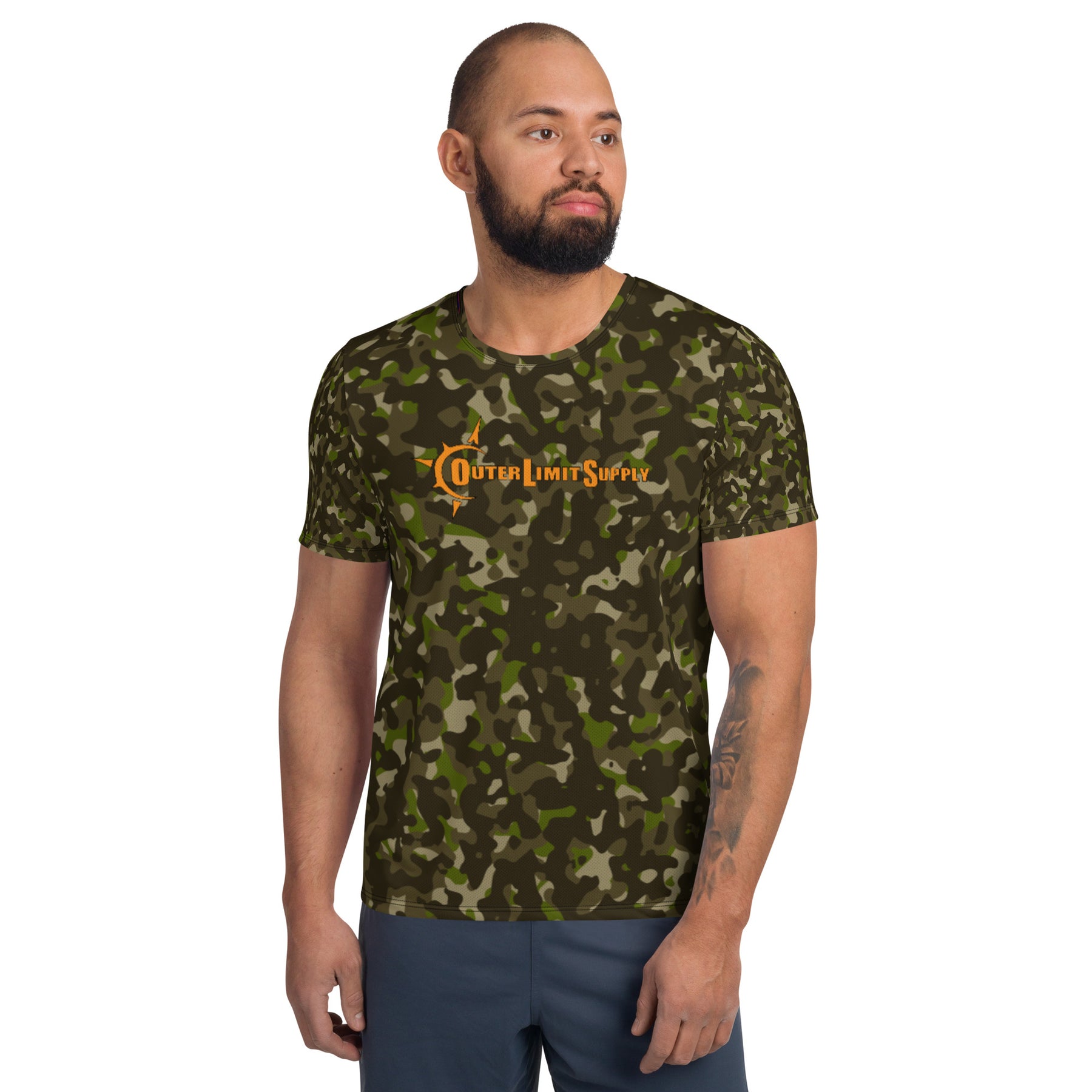 Outer Limit Supply Men's Camo Athletic T-shirt - Orange Traditional